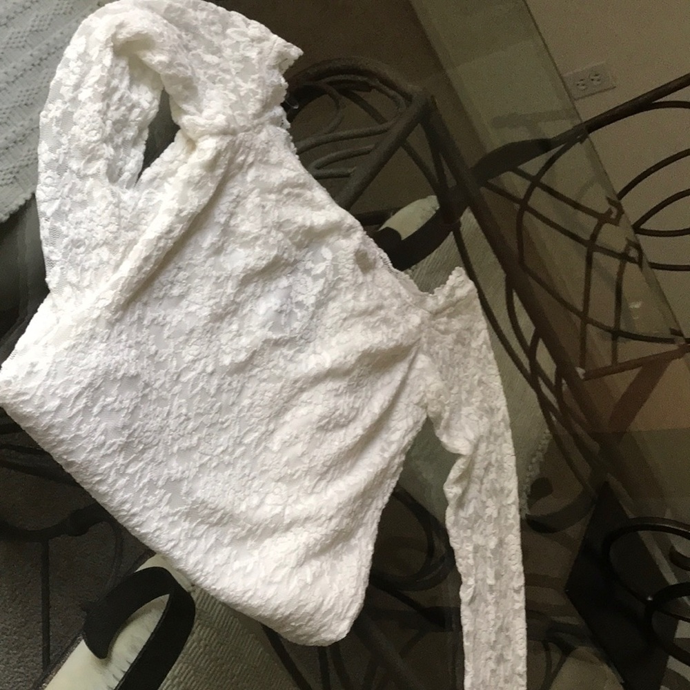 Off White Long Sleeve Lace Dress